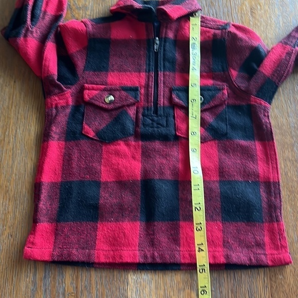 Lil Hickory 3/4 zip pullover buffalo red and black plaid 18 months front pockets - Picture 7 of 12
